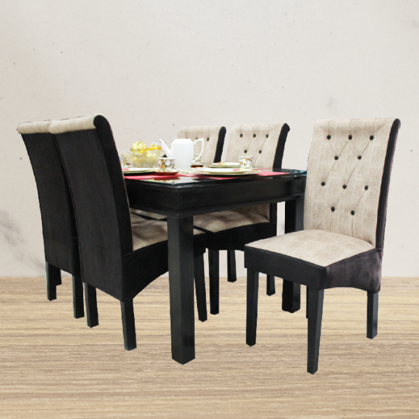 JUEGO DE COMEDOR MADERA X 6 SILLAS OSCURO MOD. MODERNO